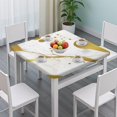 thumbnail image 3 of White Gold Marble Pattern Square Fitted Tablecloth with Elastic Edge,Square Table Cover,Washable Elastic Table Cover for Home Kitchen Party Decor 34"x34", 3 of 6