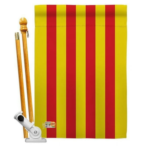 AA-CY-HS-140053-IP-BO-D-US18-AG 28 x 40 in. Catalonia Flags of the World Nationality Impressions Decorative Vertical Double Sided House Flag Set & Pole Bracket Hardware Flag Set