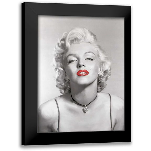 Michaels, Jerry 12x14 Black Modern Framed Museum Art Print Titled - Look Of Love Red Lips In Gray