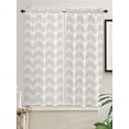 thumbnail image 2 of Cream Stripe Bedroom Curtains 63 Inches length, Modern Abstract Waves Beige Striped Window Treatment Curtain Drapes, Rod Pocket Curtain Panels for Living Room Kitchen, 42"x63", 2 Panels, 2 of 7