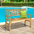 thumbnail image 5 of Costway Patio Outdoor Solid Wood Bench Folding Loveseat Chair Park Garden Deck Furniture, 5 of 12