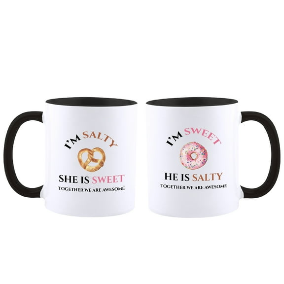 Gift Couple Coffee Mugs for Husband, Valentine Day Gift Ceramic Cups for Partner -11oz-Black