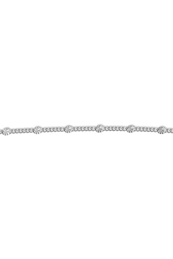 Curb Chain with Dapped Sun Links Station Style Sterling Silver - Bracelet and Anklet (7)