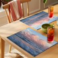 thumbnail image 4 of Beach Coastal Placemats Set of 6 Summer Nautical Seaside Sky Blue Pink Place Mats Indoor Wipeable Table Mats Washable Cloth Dining Table Placemats for Kitchen Holiday Party Home Decor 13x19 Inch, 4 of 9
