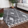 thumbnail image 1 of Diamond Lattice Plush Polypropylene Indoor Shag Area Rug with Fringe - 8' x 10’, Cream-Black, 1 of 10