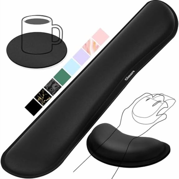 Upgrade Enlarge Silky Gel Memory Foam Keyboard Wrist Rest,Wrist Rest for Computer Keyboard,Ergonomic Design for Typing Pain Relief,Mousepad Rests,Wrist Support for Office,Gaming,Black