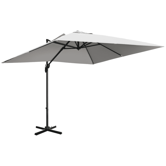 Outsunny Parasol de Patio Déporté avec Base, Manivelle, Rotation à 360°
