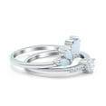 thumbnail image 2 of Two Piece Art Deco Marquise Bridal Set Ring Round CZ & Lab White Opal Band 925 Sterling Silver Size 5, 2 of 4