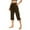 Brown, variant on Women Yoga Capris Banded Elastic Waist Dress Straight Leg Pants Casual Classic Workout Cropped Pants w Pockets Stretchy Stylish Slim Fit, Brown (Small)