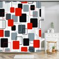 thumbnail image 4 of Black and White Geometric Pattern Shower Curtain Bathroom Waterproof Polyester Fabric Bath Screen Curtain r for Bathtub, 4 of 7