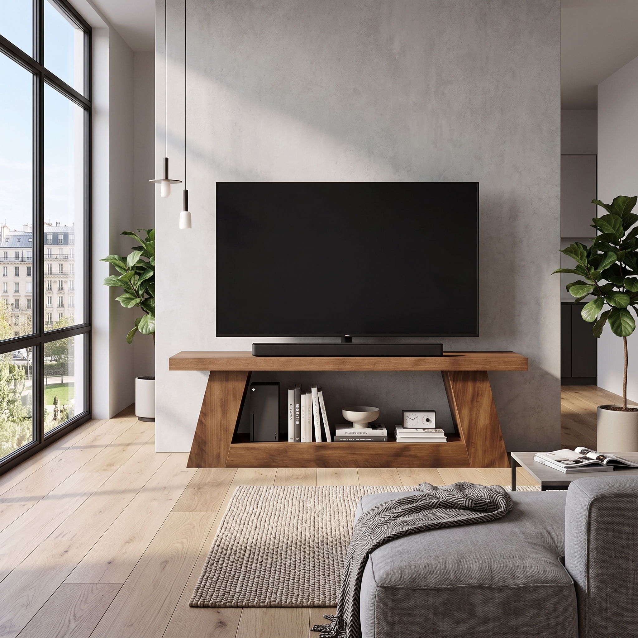 TV Stand for 75 Inch TV, MDF Media Console with Open Storage Shelves, 200 lbs Capacity with Non-Slip Pads for Living Room Bedroom