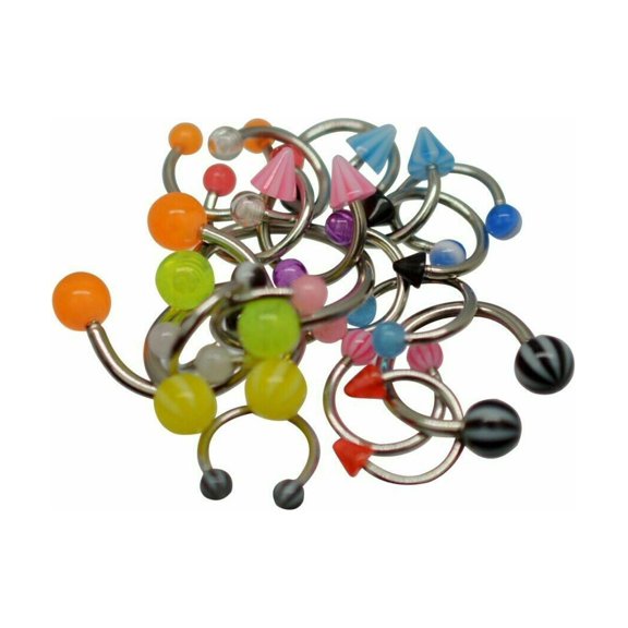 EG Gifts Horseshoe Jewelry Barbells Acrylic Surgical Steel 14-16 Gauge in 20 Pc