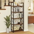 thumbnail image 6 of Dextrus 5-Tier Bookshelf, Ladder Bookcase, Industrial Freestanding Book Shelf Modern Open Display Storage Organizer Book Shelves for Bedroom, Living Room and Home Office, Rustic Brown, 6 of 10