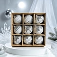 thumbnail image 3 of QISIWOLE 9 Piece Assorted Christmas Bauble Box Set, Silver & White Special Shape Ornaments, 3.15 x 3.15 in Plastic Baubles, for Christmas Tree and Holiday Decor, 3 of 5