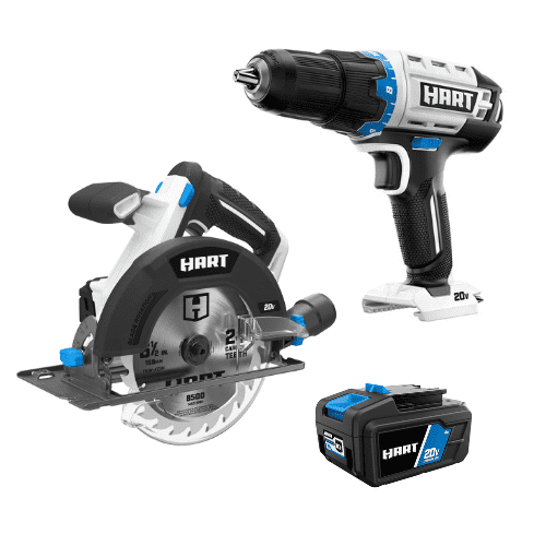 HART 20Volt Circular Saw Kit and 1/2Inch Drill (1) 20Volt 4.0Ah