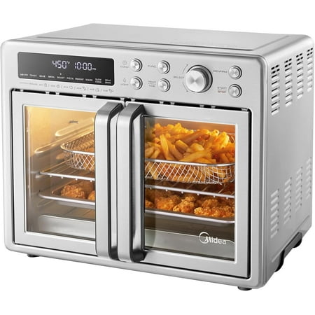 Midea Flexify French Door Toaster Oven Air Fryer Combo 26.4 QT Extra Large Air Fryer Countertop Oven 10-in-1 Combo 25% Faster Cooking and 90% Less Oil Stainless Steel