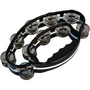 Directly Cheap Ergonomic-Grip Double-Ring Butterfly-Shape Tambourine, 20 Jingles, Black