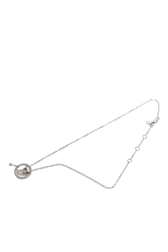 Pre-Owned Christian Dior Dior Logo Button Motif Necklace, Silver Metal, Women's