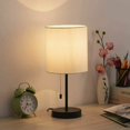 thumbnail image 2 of Modern Table Lamps Set of 2 Fabric Shade w/Pull Chain Switch Bedroom Living Room, 2 of 7