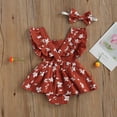 thumbnail image 6 of Douhoow Summer Baby Girl Romper Dress Flower Print Ruffles Fly Sleeve Backless Jumpsuits, 6 of 9