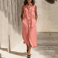 thumbnail image 6 of Summer Dress for Women Plus Size with Patch Pockets Sleeveless Button-Down Casual Shirt Dress, 6 of 7