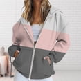 thumbnail image 2 of BODOAO Women's Full Zip Up Hoodie Fall Jacket Oversized Sweatshirt Zipper Long Sleeve Tops Color Block Long Sleeve Hooded Sweatshirts with Pockets Jacket Coat for Women Pink Xxl, 2 of 4