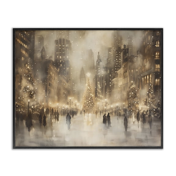 Stupell Industries Eclectic Christmas In New York Black Framed Giclee Art, 14 x 11, by Arlington Prints
