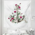 thumbnail image 1 of Rose Tapestry, Hand Drawn Illustration of Sea Anchor Entwined with Flowers and Marine, Fabric Wall Hanging Decor for Bedroom Living Room Dorm, 5 Sizes, Hot Pink Green Taupe, by Ambesonne, 1 of 1