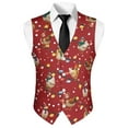 thumbnail image 5 of Yuyamidu Chicken Men's Suit Vest for Wedding Prom Business Formal Dress Waistcoat Vest with 3 Pockets Colorful Lights V-Neck Vests Size 2XL, Red Christmas, 5 of 7