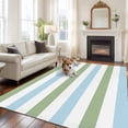 thumbnail image 3 of Geometric Sage Washable Living Room Rugs 5'x7', Green and Blue Stripes Low Pile Throw Large Area Rugs Non-Slip Sturdy Edge Binding Carpet for Dining Room Bedside Kitchen, 3 of 9