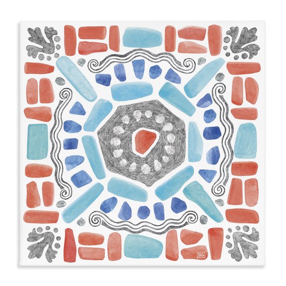 Stupell Industries Bohemian Coastal Colors Mosaic Canvas Art, 24 x 24, by Beth Grove