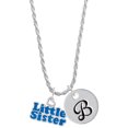 thumbnail image 1 of Delight Jewelry Royal Blue ''Little Sister'' with Heart Silvertone Script Initial Disc - B - Charm Necklace, 20"+3", 1 of 4