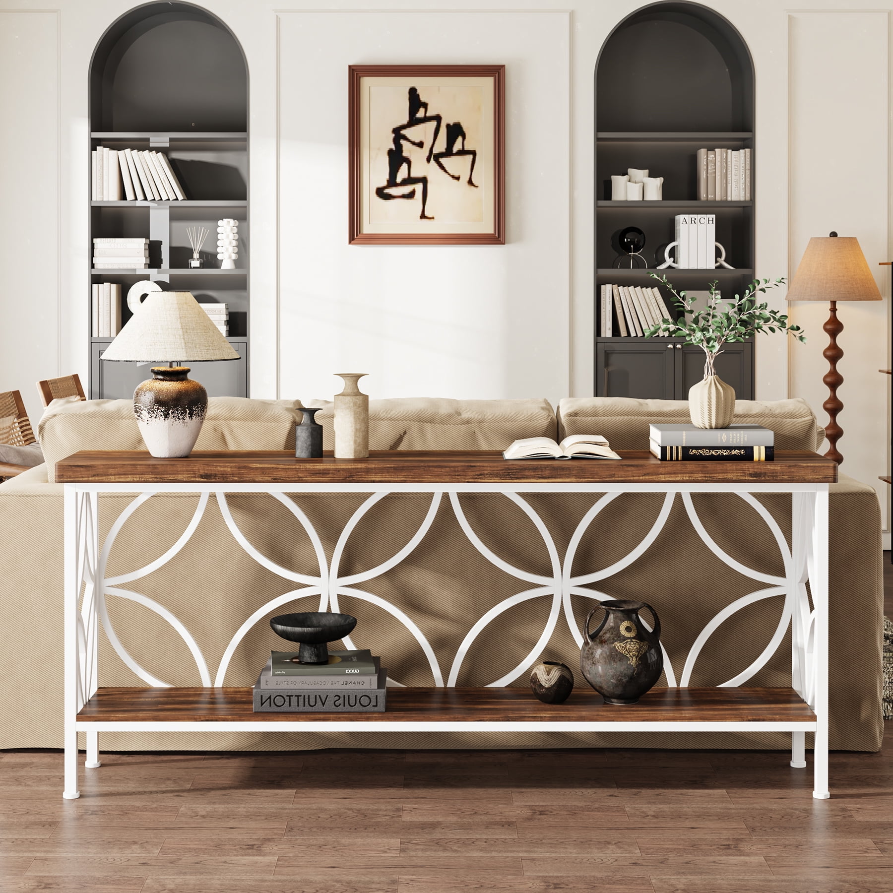 Tribesigns 70.9" Industrial Long Console Table, Narrow Sofa Table Behind Couch, Entrance Console Table with Storage for Hallway, Living Room, Entryway