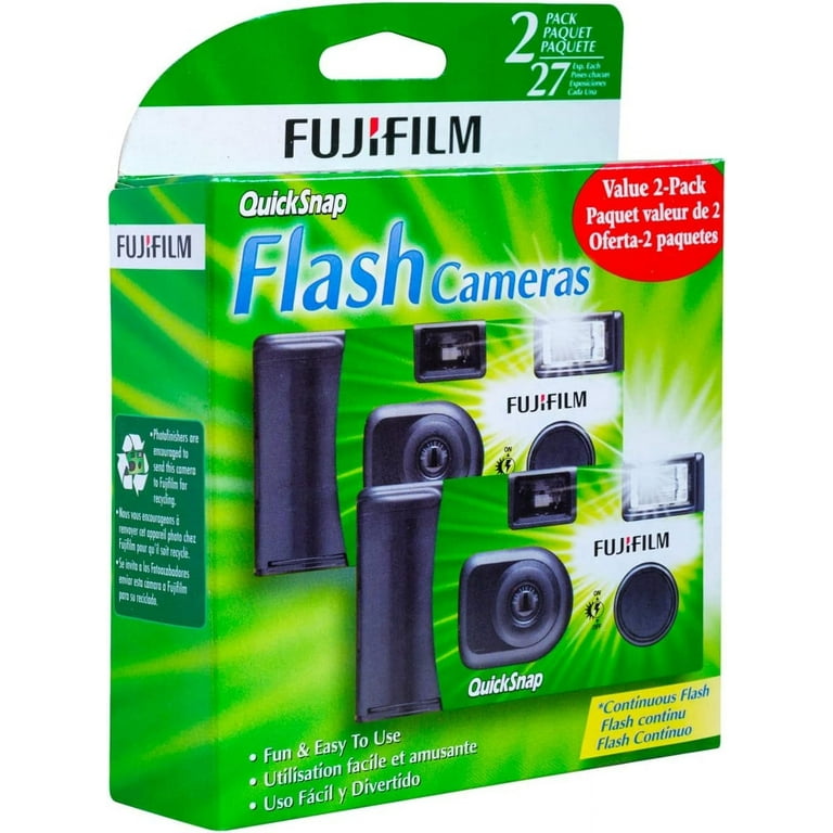 Fujifilm QuickSnap Flash 400 Disposable 35mm Camera (2 Pack) Plus a Bonus  Eco-Friendly Silicone Wrist Band and a Microfiber Cleaning Cloth