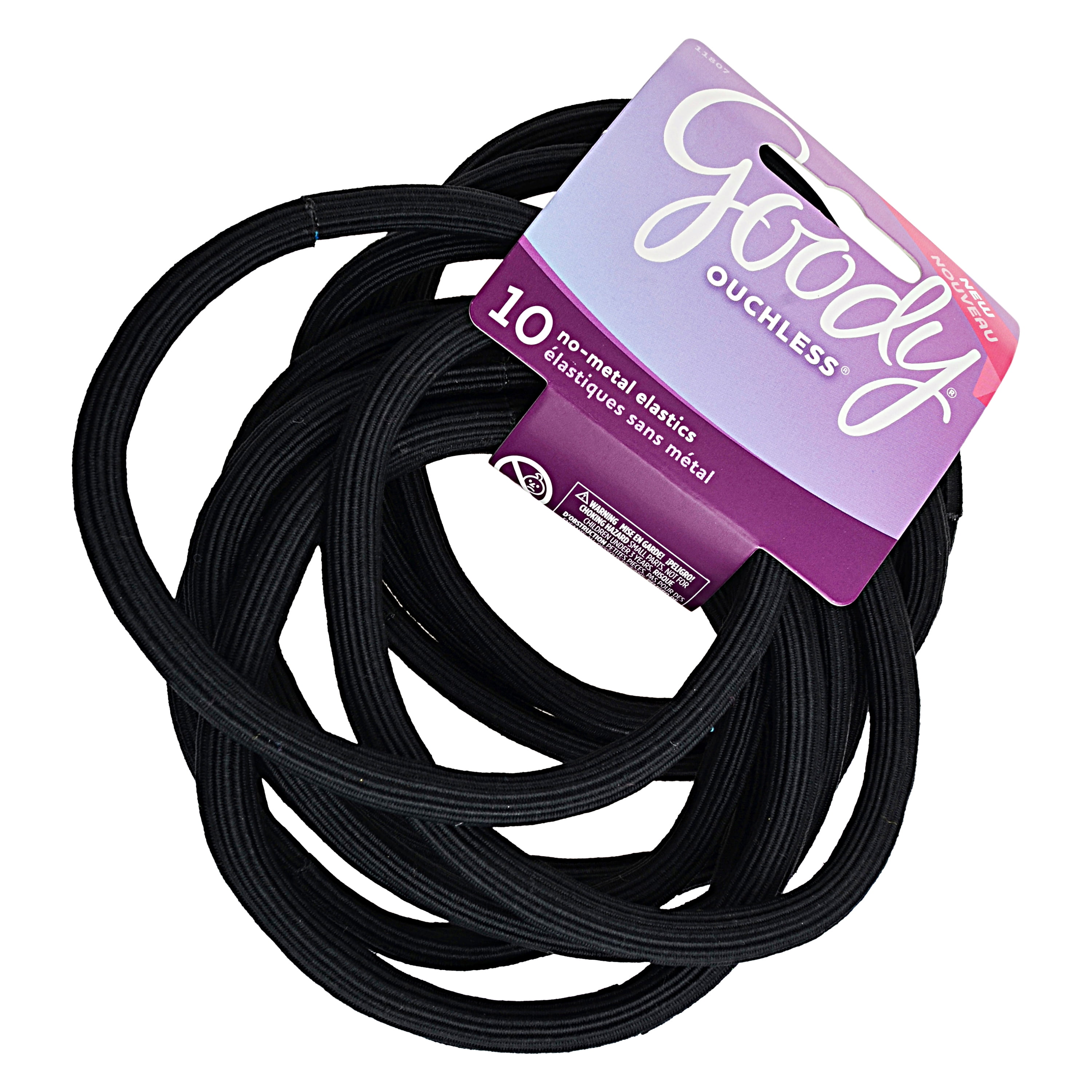 GOODY OUCHLESS No Metal Hair Ties Elastics Pony Tail 21 Count Black