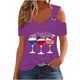 thumbnail image 1 of Tops de Hombro Frío para las Mujeres Día de la Independencia Impreso Fuera Del Hombro Blusa con Cuello en V, Fuera Del Hombro de las Mujeres, 1 of 4