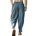 thumbnail image 2 of Men'S Cotton Linen Pants Joggers Casual Elastic Waist Loose Yoga Harem Trousers, 2 of 9