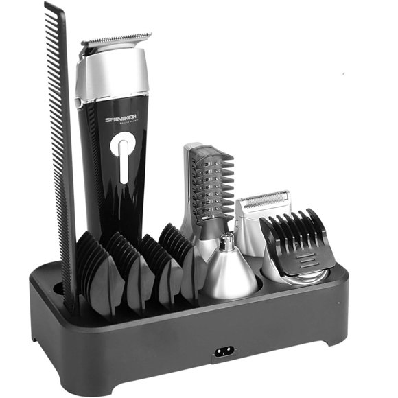 SMINIKER Profesional 5 en 1 Multifuncional Impermeable Kit de Aseo para Hombre Cortapelos Kit de Recortador de Barba Kit de Peluquería Corporal Kit de Recortador de Bigote Recortador de Pelo de Nariz