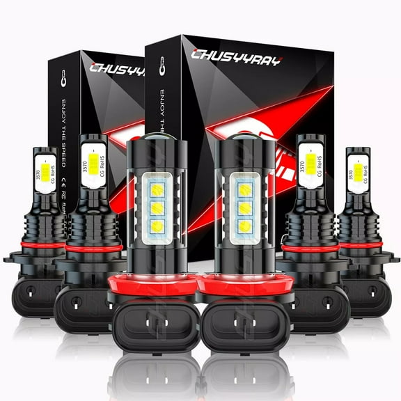 LED Front Headlight High Low Beam Fog Light Bulbs Kit 6000K White 6Pcs - for Honda Civic 2006-2013