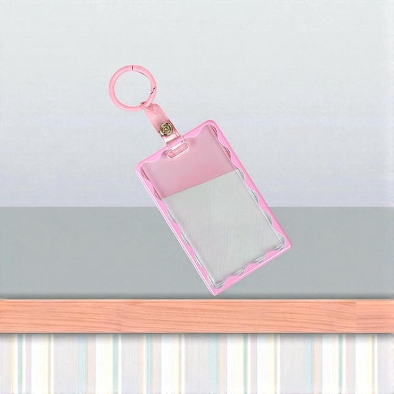 Clear Acrylic ID Card Holder Keychain Waterproof Protective Card Organizer 1 Piece for Students and Office Workers