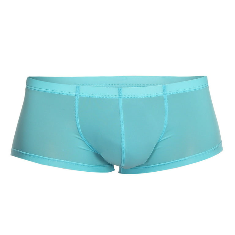 WANYNG Men underwear Men Solid Color Underwear Boxer Briefs Shorts Pouch  Ultra-thin Underpants Light blue