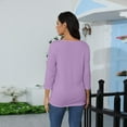 thumbnail image 6 of DENGDENG 3/4 Shirts for Women Elbow Sleeve Casual Tshirts Loose V Neck Summer Tops Petite Three Quarter Length Blouses Petite Work Tunics Light Purple XXL, 6 of 6