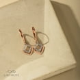 thumbnail image 3 of 18KT Rose Gold Vermeil Diamond and Baguette Dangle Drop Earrings for Women, 1/6 Ct, 3 of 7