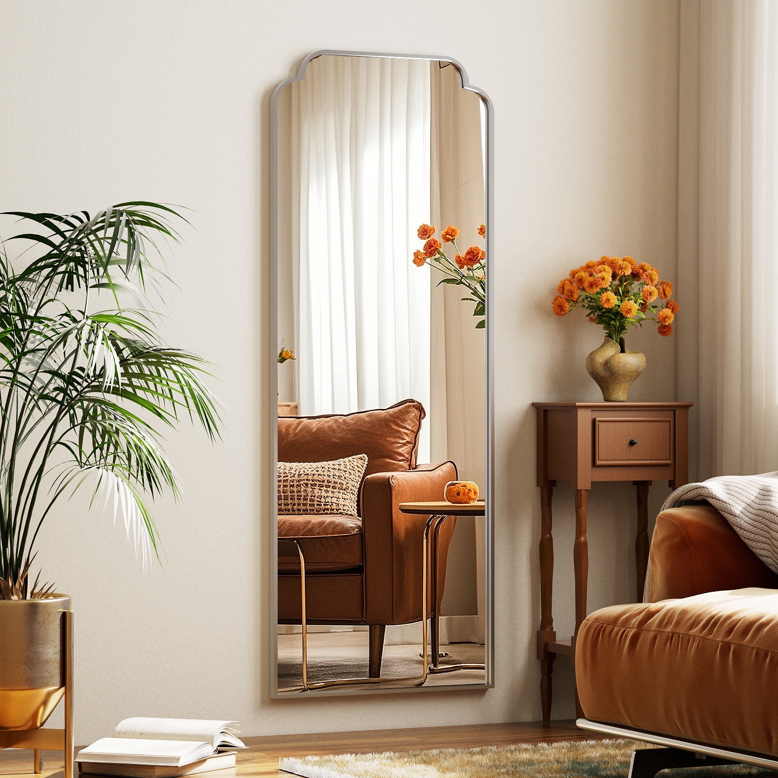 Easy4Home 69"x25" Arched Full Length Mirror Decorative Wall Mounted Mirror with Metal Frame, Silver