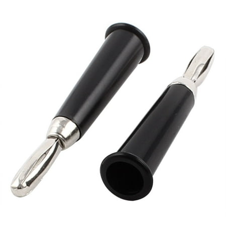 Black Horn Plug - Audio Speaker 4mm Banana Horn Plug Connector Adapter Black Silver Tone 2pcs