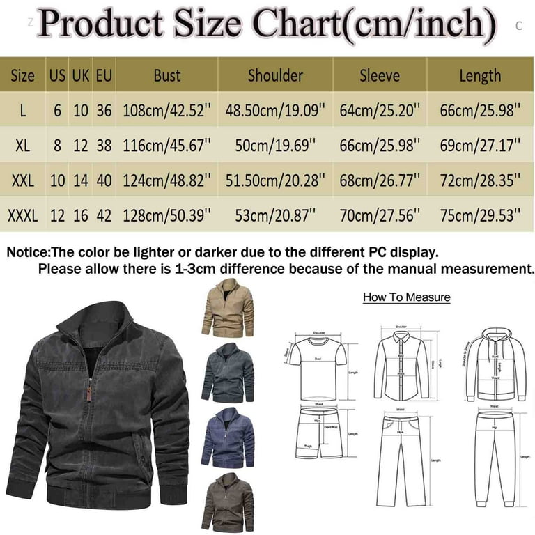 LEEy-world Mens Jackets Casual Stylish Men's Cotton Cargo Jackets  Lightweight Coats Stand Collar Full Zip Jacket Windbreaker 4 Pockets  Coffee,XL