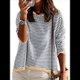 thumbnail image 3 of Suéteres de Mujer de Larga, Cuello Redondo, Rayas de Colores, Suéteres Casuales de Punto Gris L, 3 of 8