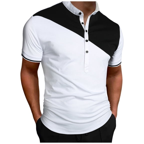 adviicd Polo T-Shirts for Men Men's Polo Shirts Short Sleeve Slim Fit Zip T-Shirts for Sports Golf Tennis Workout White,L