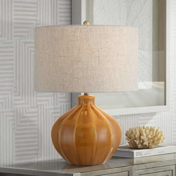 360 Lighting Gordy 21" High Small Mid Century Modern Accent 3-Way Table Lamp Spice Brown Finish Ceramic Single Living Room Bedroom