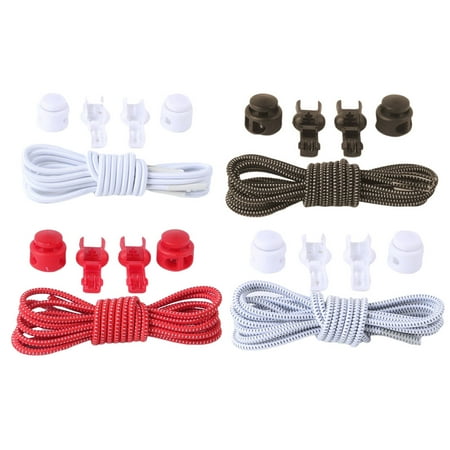 

4 Pairs Elastic Shoe Laces Adjustable Tieless Shoelaces Strings Shoelaces with Lock Device for Sneakers Boots Board and Casual Shoes(White White Background with Black Dots Military Green and Red)